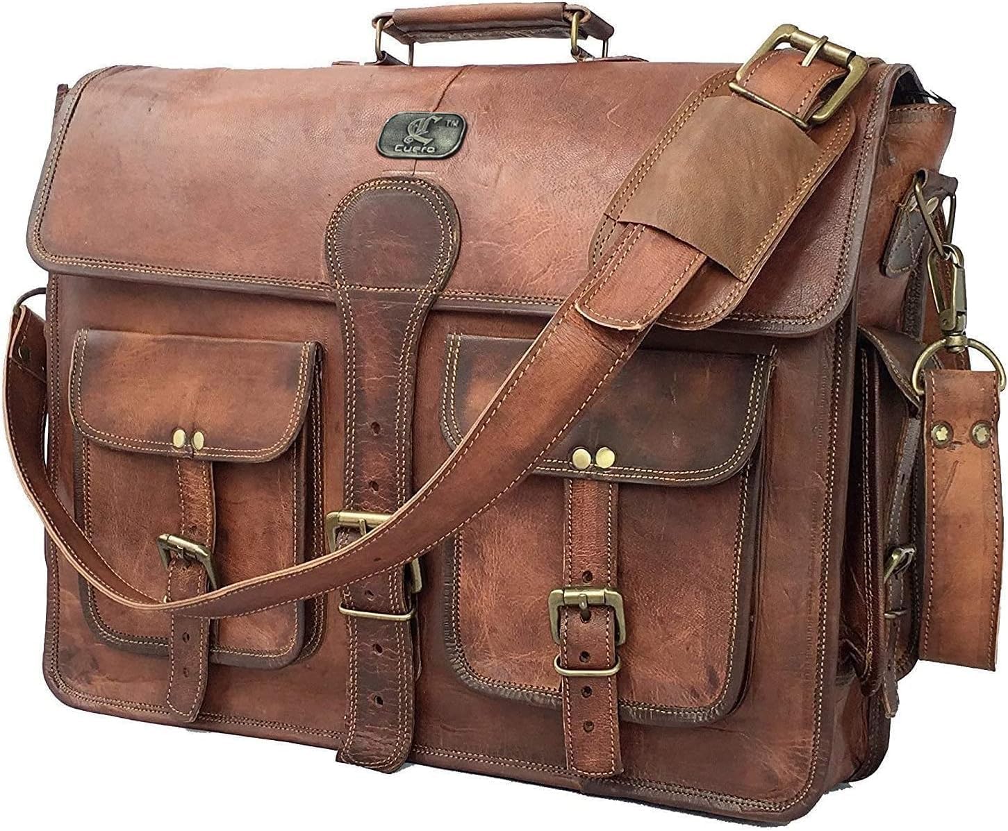 Amazon.com: cuero DHK 14 Inch Vintage Handmade Leather Messenger